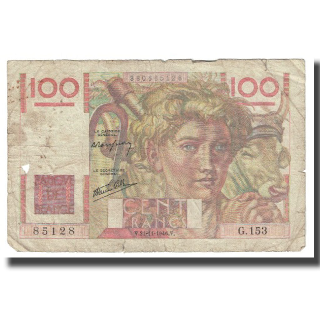 Francia, 100 Francs, Jeune Paysan, 1946, P. Rousseau and R. Favre-Gilly