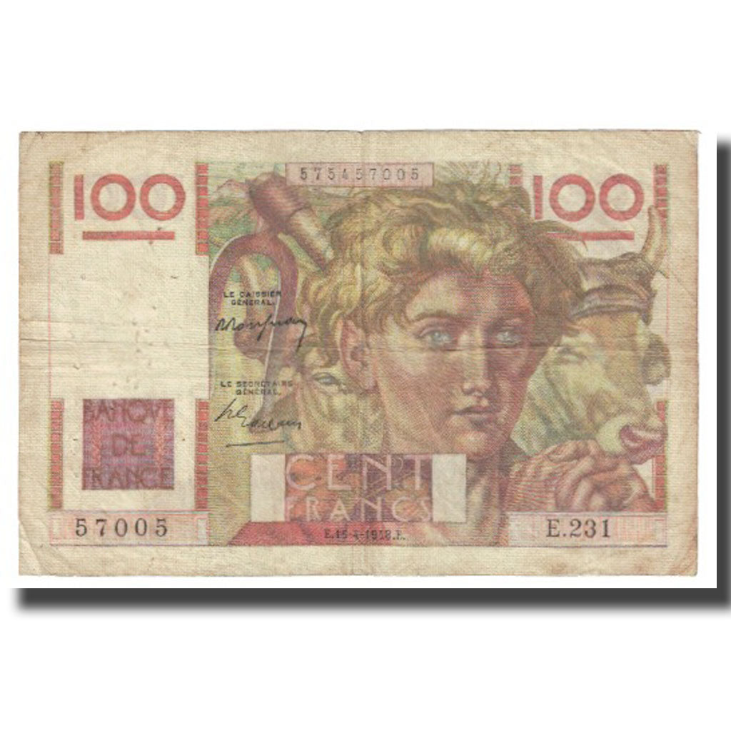 Francia, 100 Francs, Jeune Paysan, 1948, ROUSSEAU GARGAM, 1948-04-15, MB