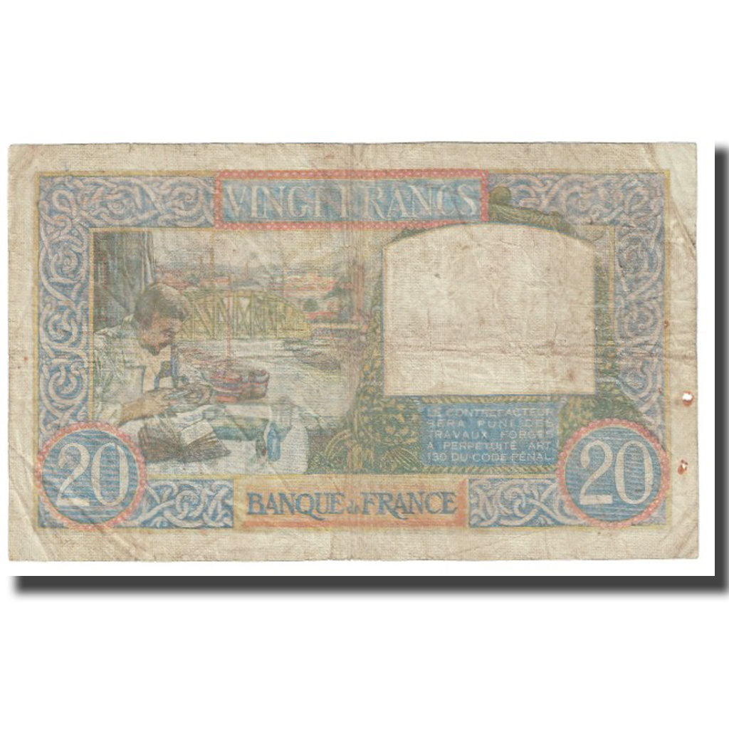 Francia, 20 Francs, Science et Travail, 1941, P. Rousseau and R. Favre-Gilly