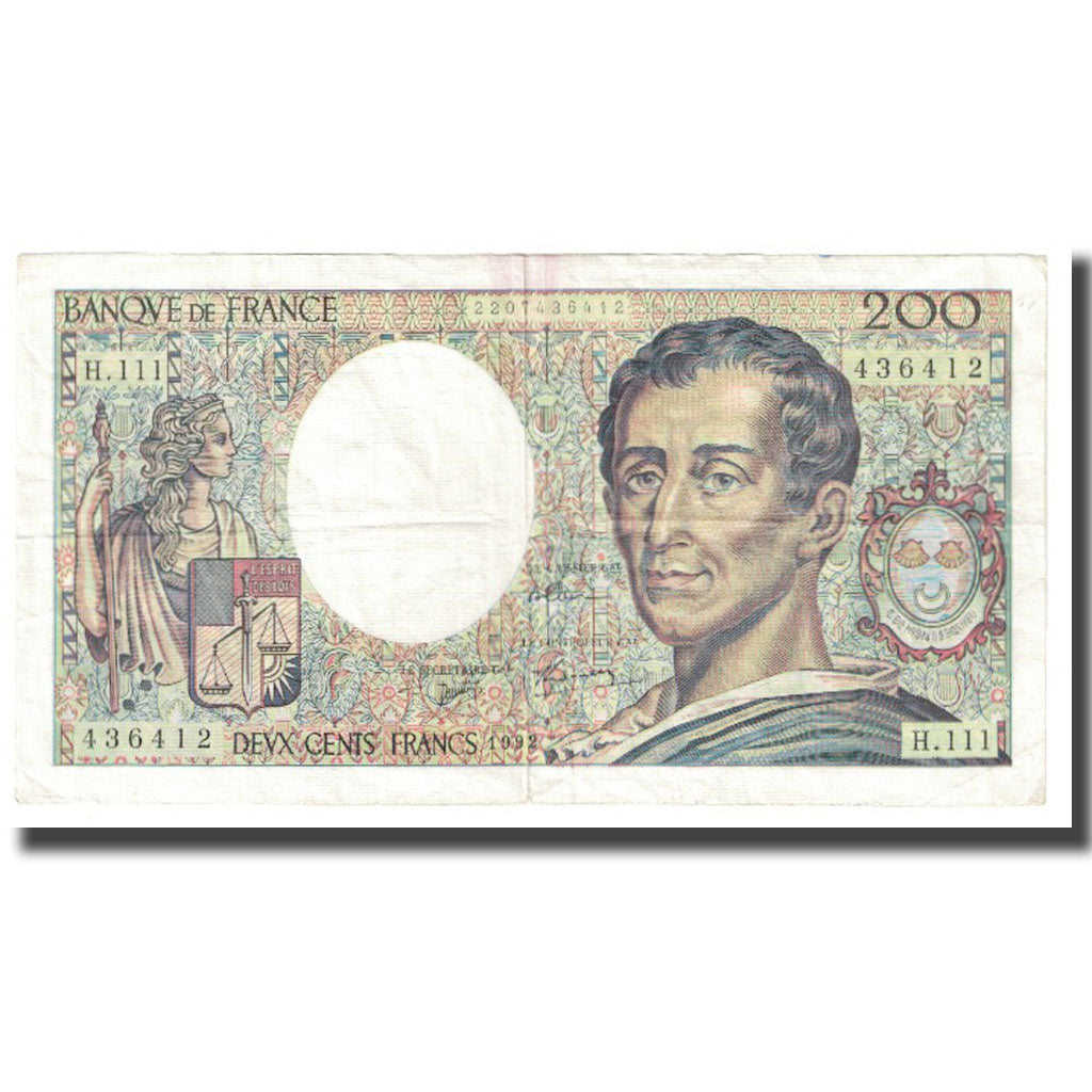Frankrijk, 200 Francs, Montesquieu, 1992, BRUNEEL BONNARDIN CHARRIAU, TB