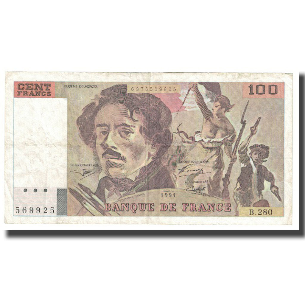 France, 100 Francs, Delacroix, 1994, BRUNEEL, BONARDIN, VIGIER, EF(40-45)