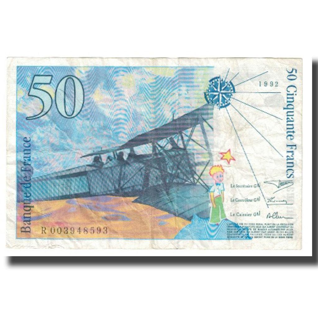 Frankrijk, 50 Francs, St Exupéry, 1992, BRUNEEL BONNARDIN CHARRIAU, TTB
