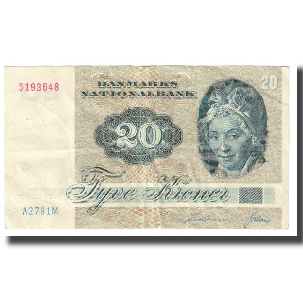 Billete, 20 Kroner, 1972, Dinamarca, KM:49a, MBC