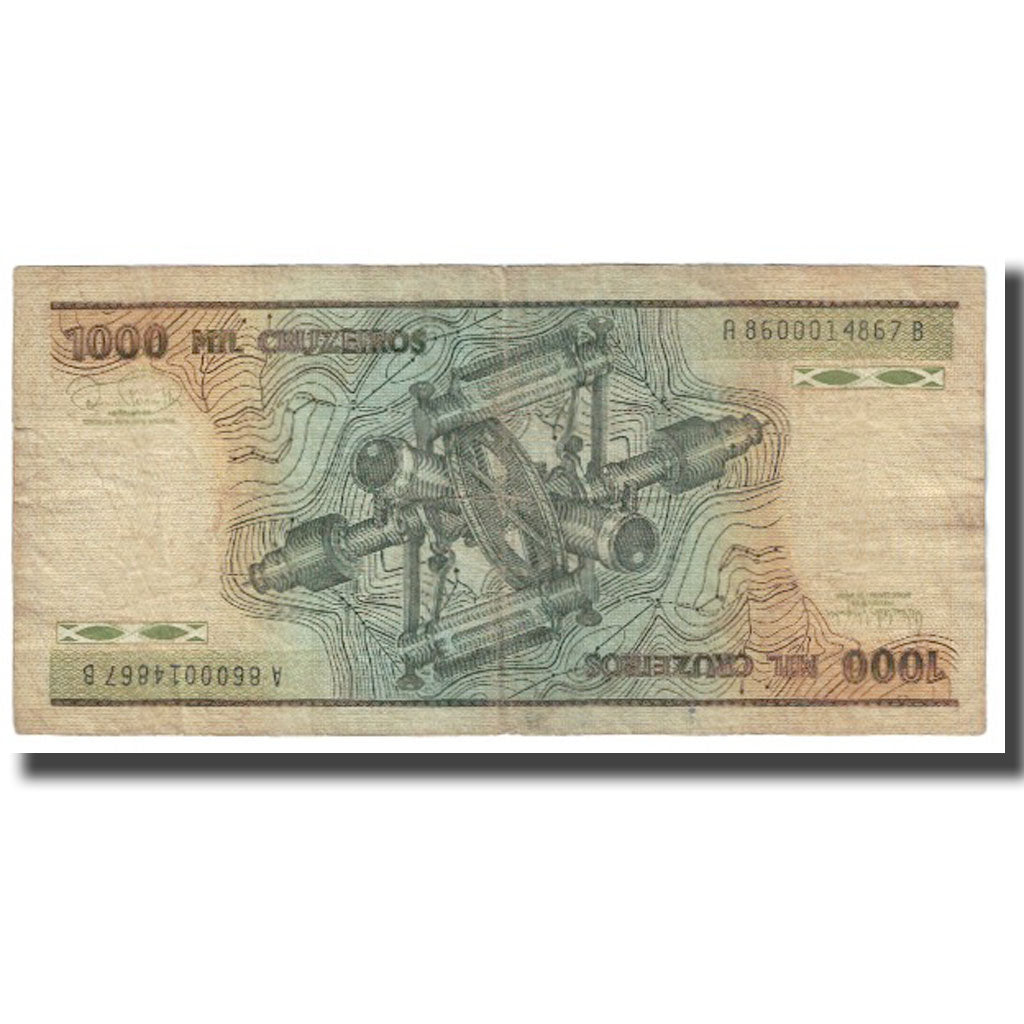 Banconote, Brasile, 1000 Cruzeiros, KM:201a, MB