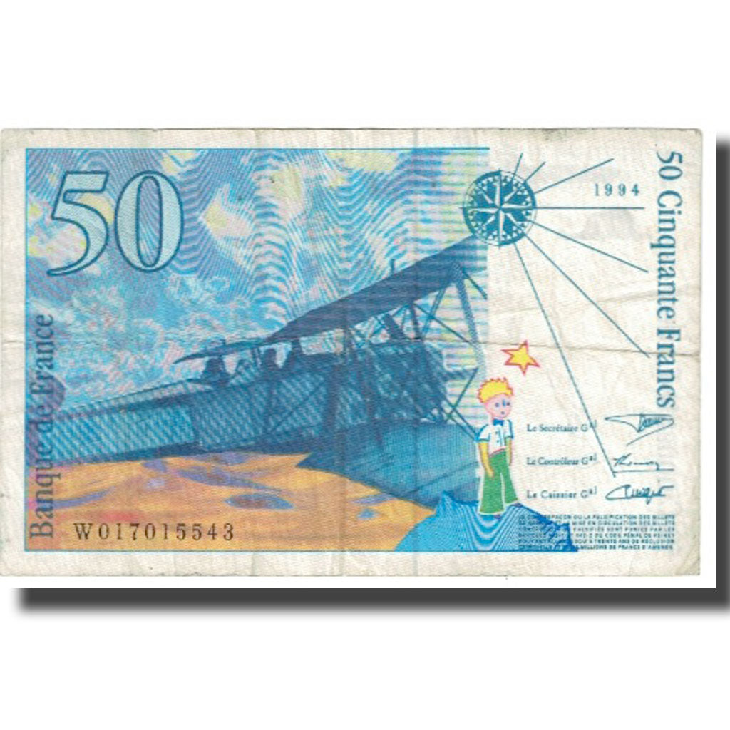 France, 50 Francs, St Exupéry, 1994, BRUNEEL BONNARDIN CHARRIAU, VF(20-25)