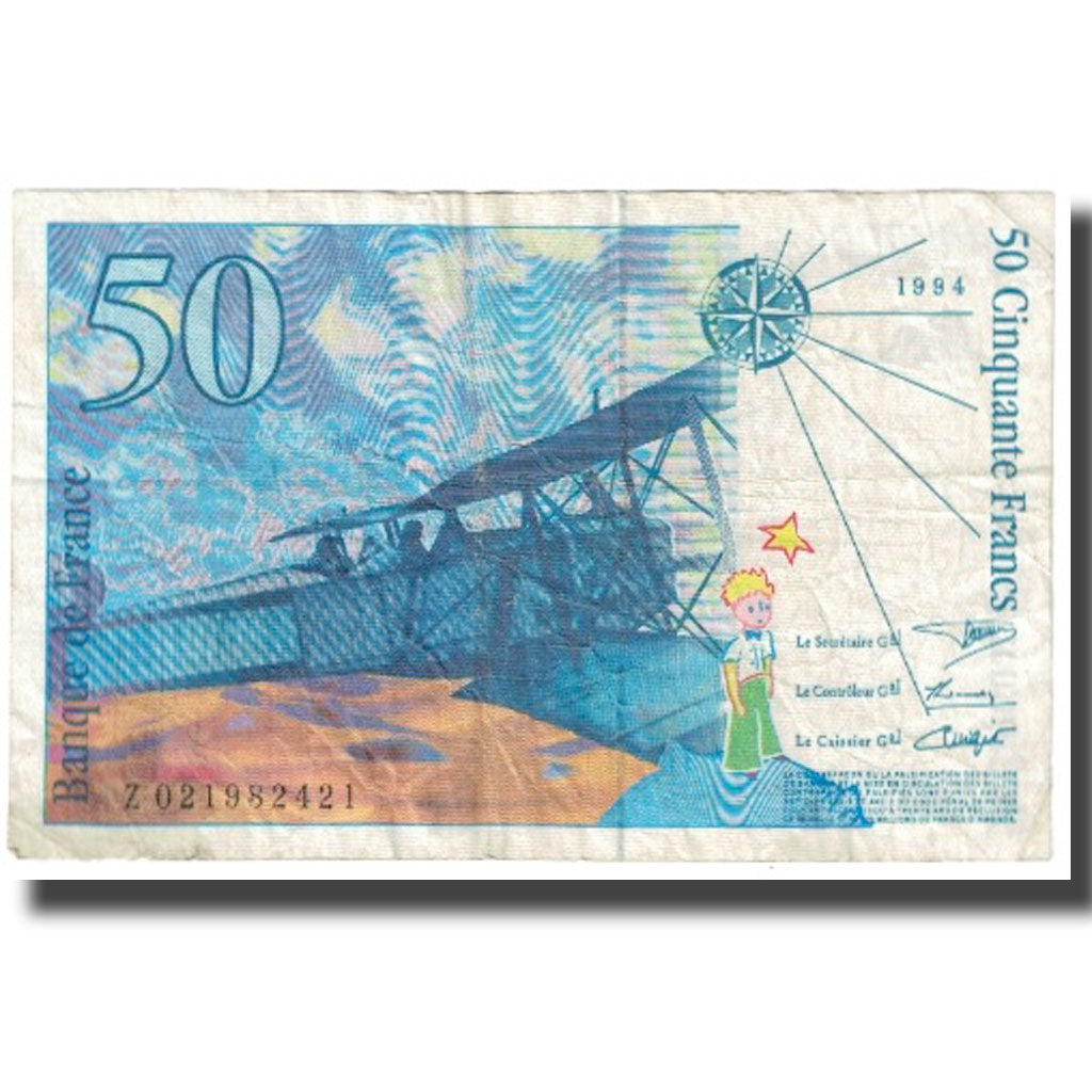 France, 50 Francs, St Exupéry, 1994, BRUNEEL BONNARDIN CHARRIAU, VF(20-25)
