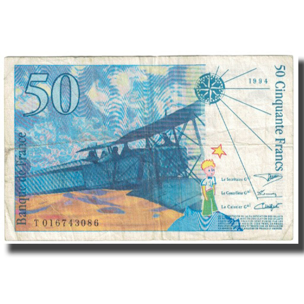 France, 50 Francs, St Exupéry, 1994, BRUNEEL BONNARDIN CHARRIAU, VF(20-25)