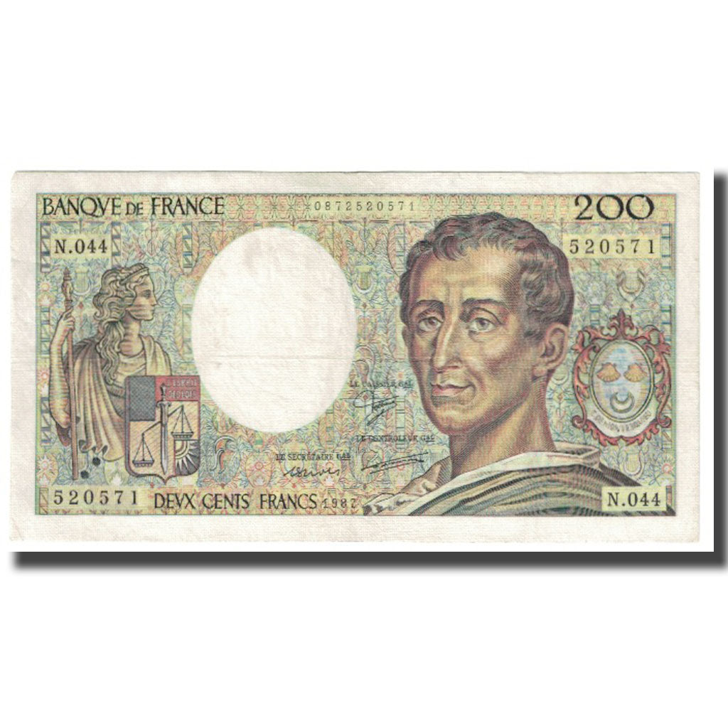 France, 200 Francs, Montesquieu, 1987, STROHL FERMAN DENTAUD, EF(40-45)