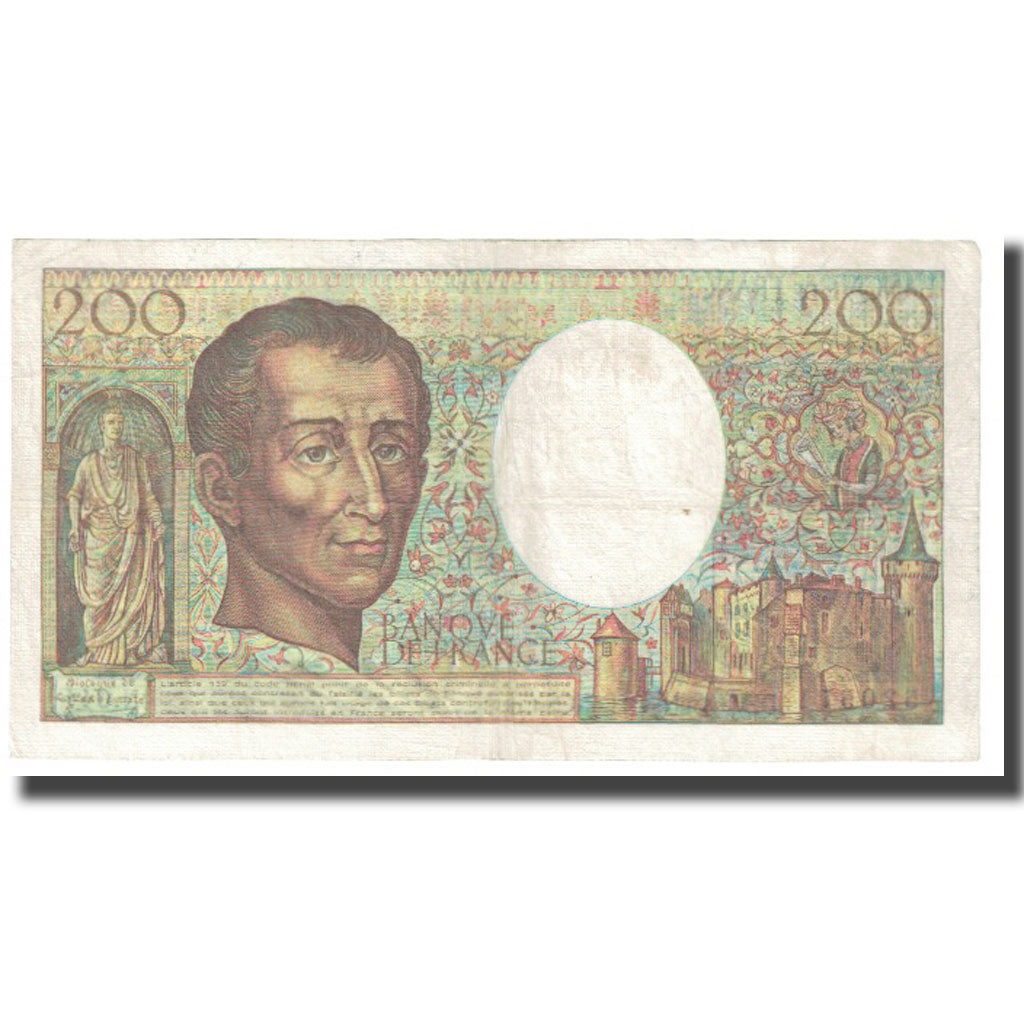 France, 200 Francs, Montesquieu, 1987, STROHL FERMAN DENTAUD, EF(40-45)