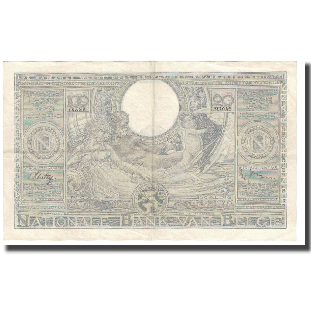 Nota, Bélgica, 100 Francs-20 Belgas, 1938, 1938-02-08, KM:112, EF(40-45)