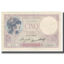 França, 5 Francs, Violet, 1933, 1933-06-15, VF(20-25), Fayette:3.16, KM:72e