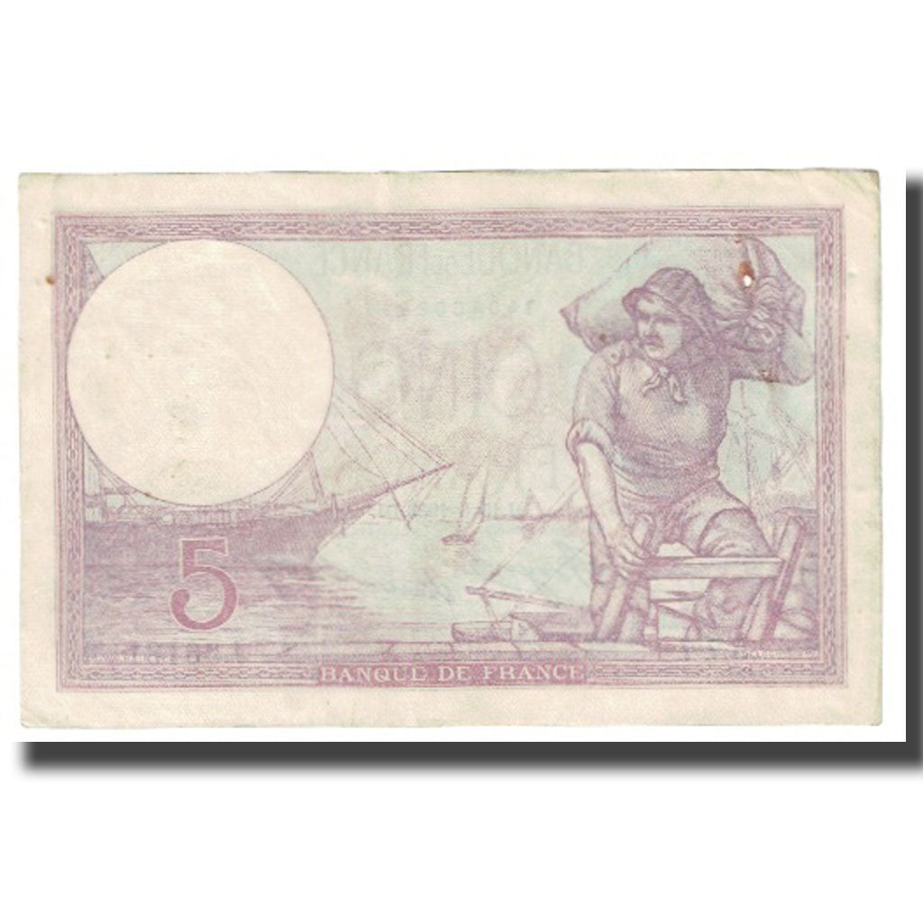 France, 5 Francs, Violet, 1933, 1933-06-15, VF(20-25), Fayette:3.16, KM:72e