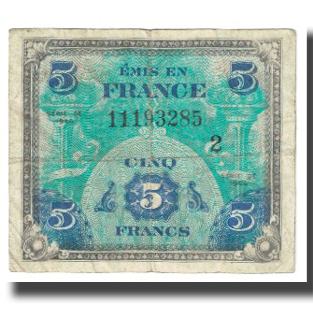France, 5 Francs, 1944, VF(20-25), Fayette:17.02, KM:115a