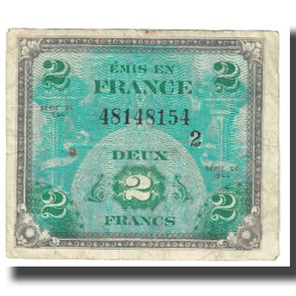 France, 2 Francs, 1944, VF(20-25), Fayette:VF16.2, KM:114a