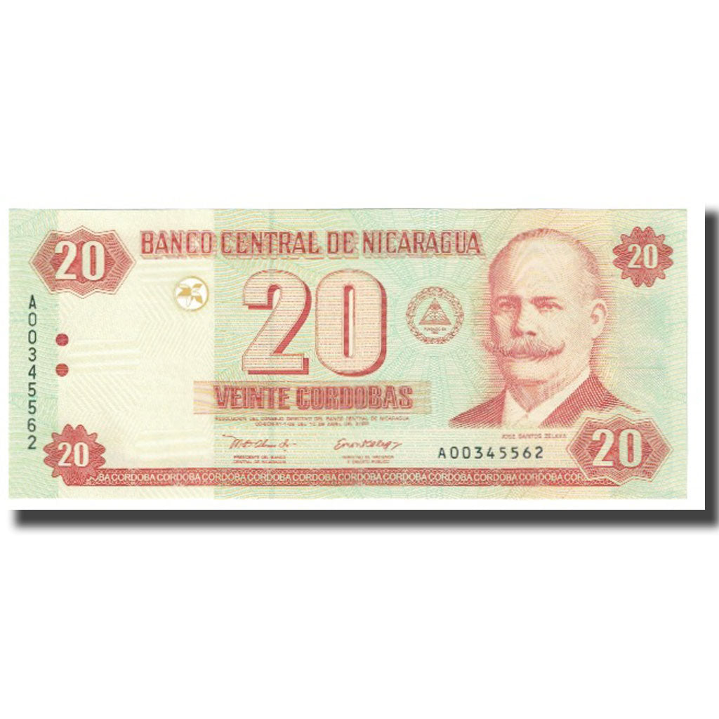 Banknote, Nicaragua, 20 Cordobas, 2002, 2002-04-10, KM:192, UNC(65-70)