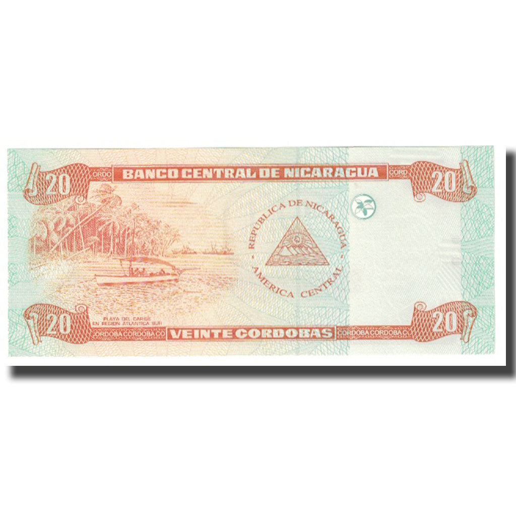 Banknote, Nicaragua, 20 Cordobas, 2002, 2002-04-10, KM:192, UNC(65-70)