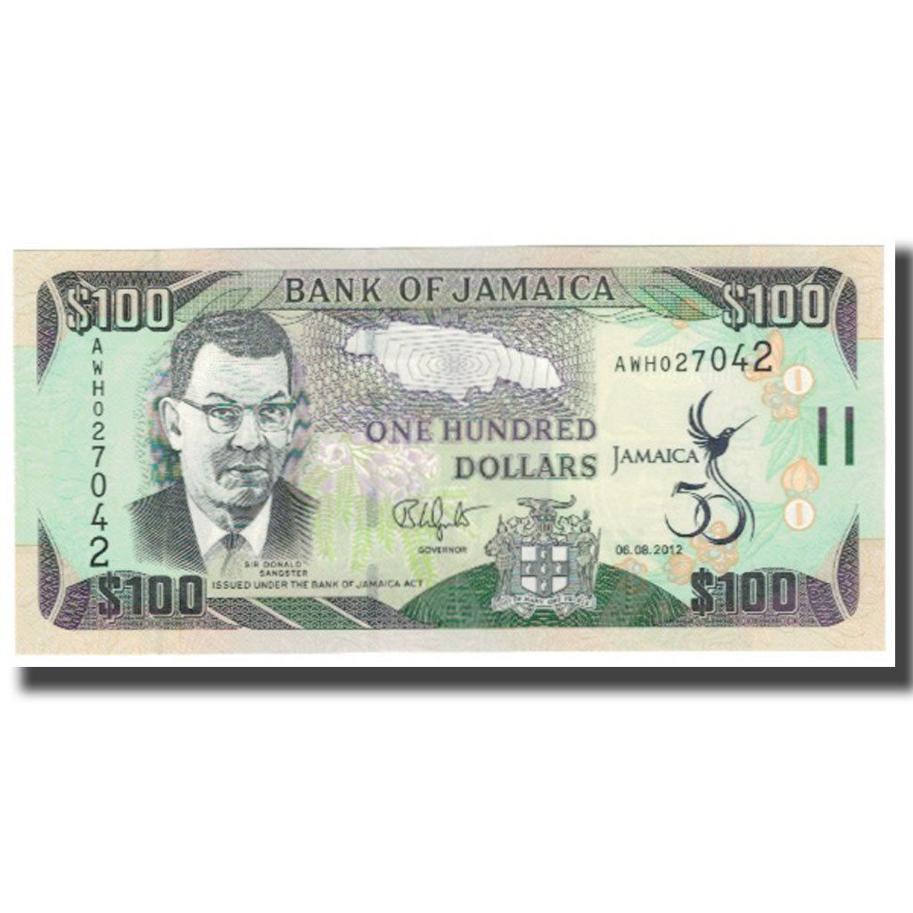 Nota, Jamaica, 100 Dollars, 2012, 2012-08-06, KM:90, UNC(65-70)
