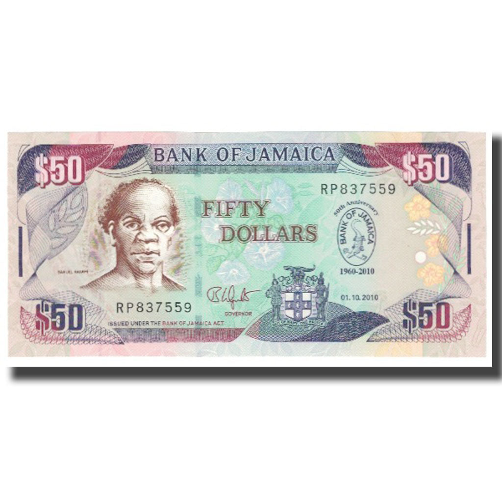 Nota, Jamaica, 50 Dollars, 2012, 2012-08-06, KM:89, UNC(65-70)
