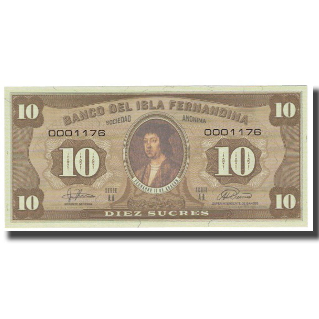 Nota, Equador, 10 Sucres, UNC(65-70)