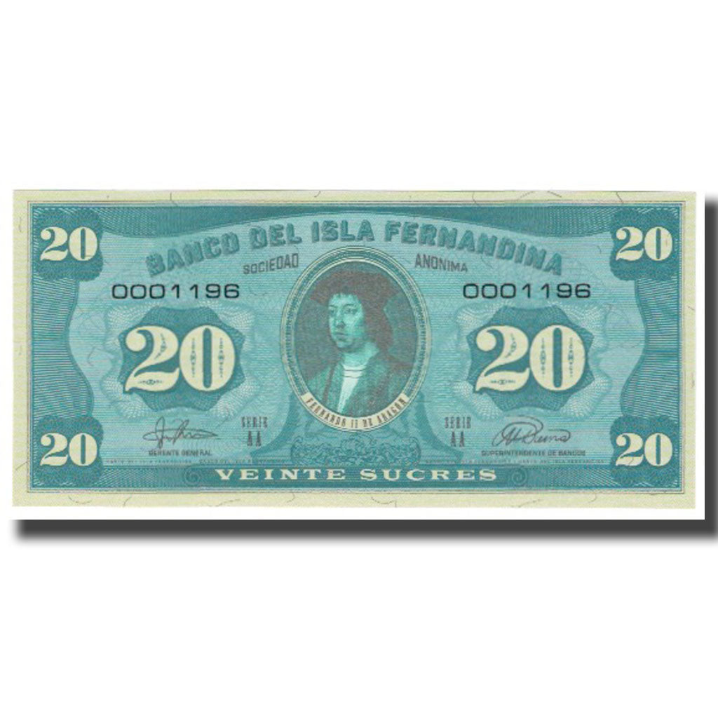 Biljet, Ecuador, 20 Sucres, NIEUW