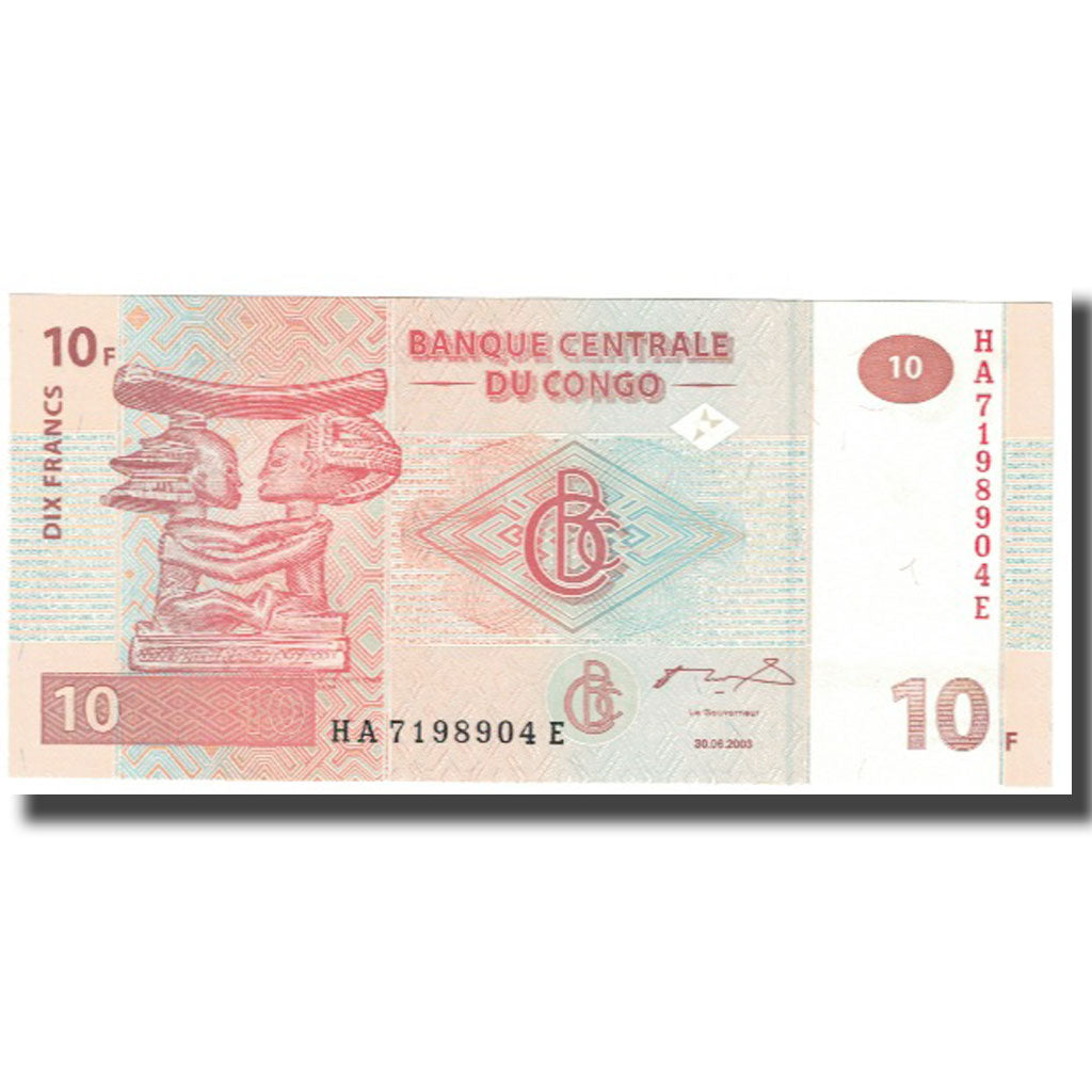 Banconote, Repubblica del Congo, 10 Francs, 2003, 2003-06-30, FDS