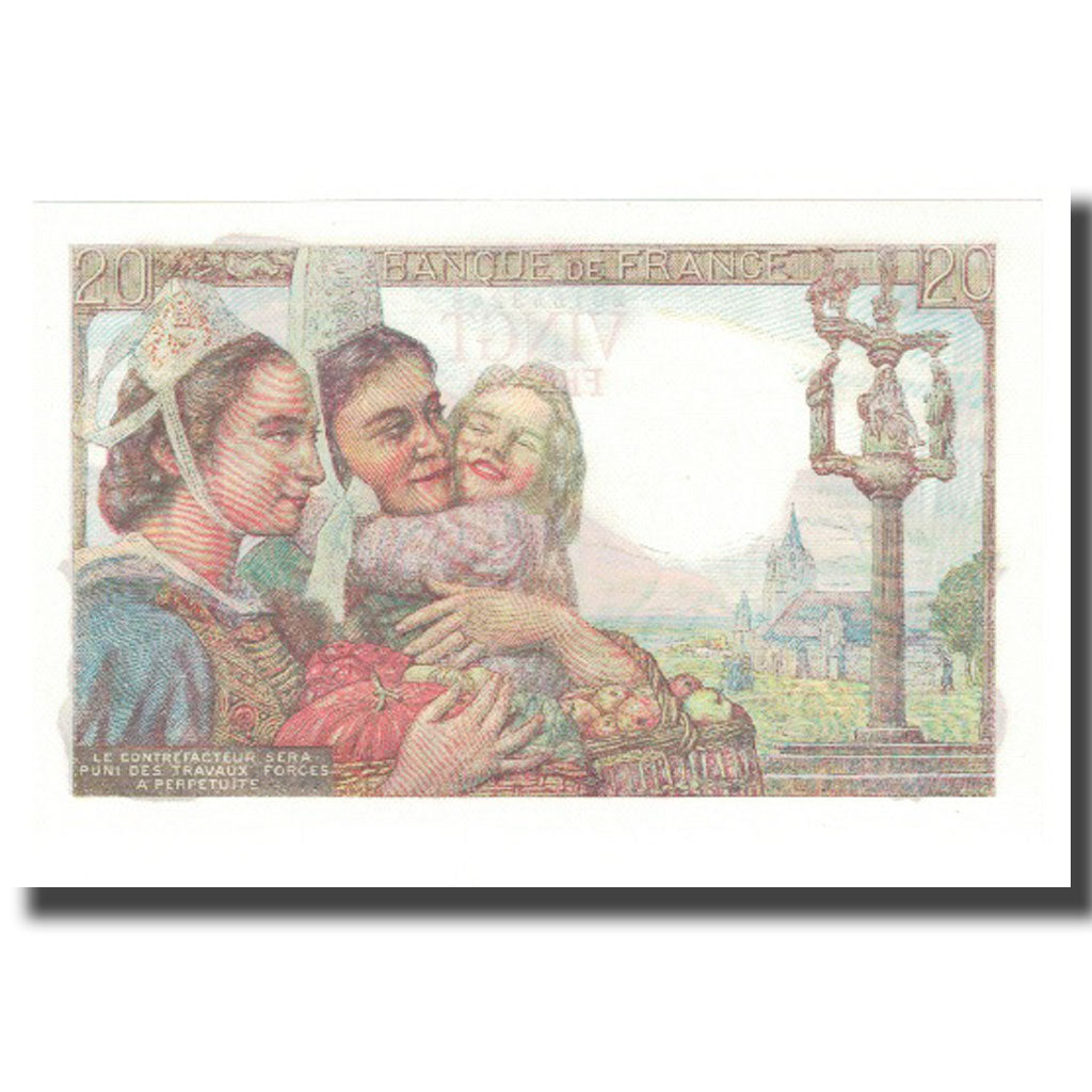 France, 20 Francs, Pêcheur, 1943, P. Rousseau and R. Favre-Gilly, 1943-04-15