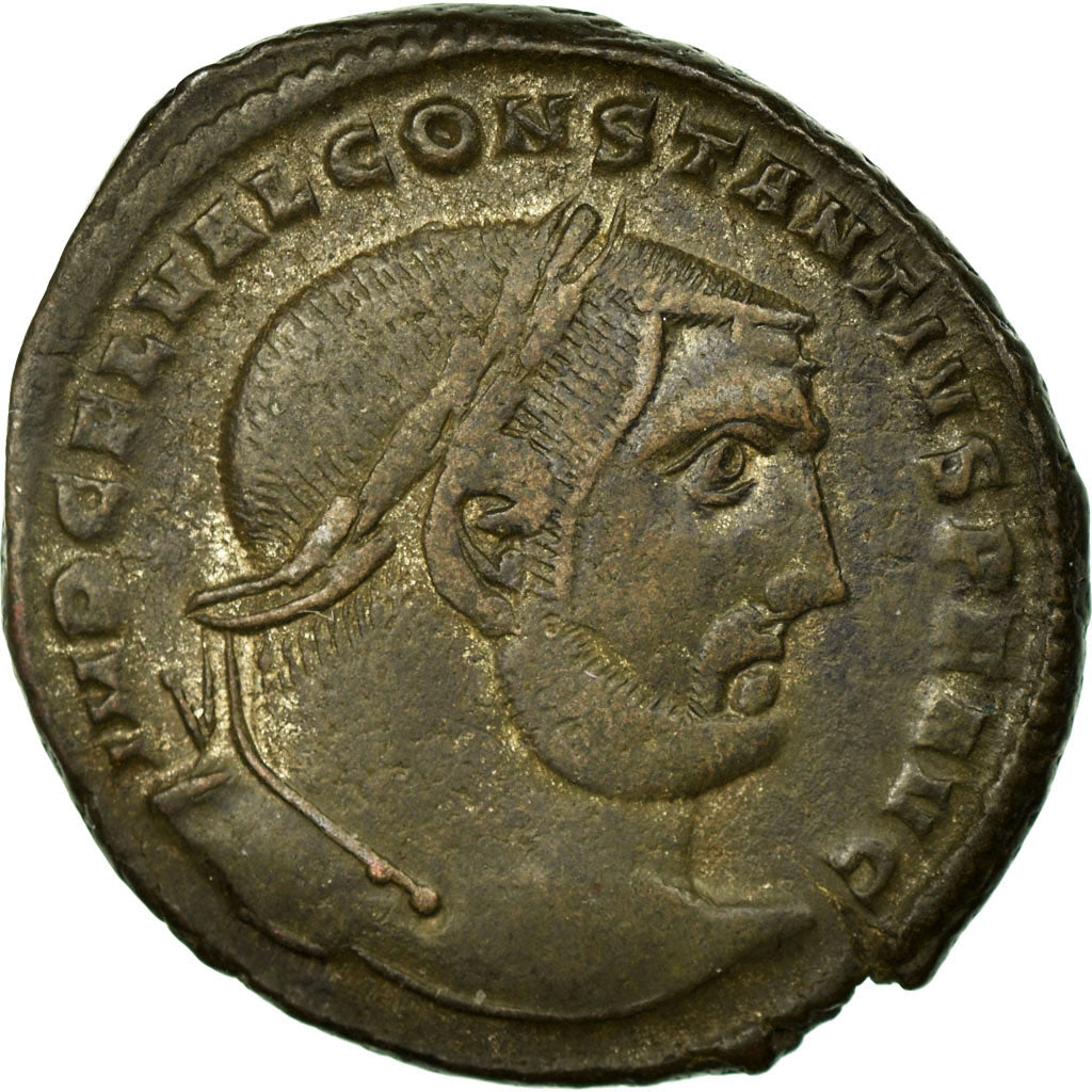 Münze, Constantius I, Follis, Thessalonica, SS+, Kupfer, Cohen:102