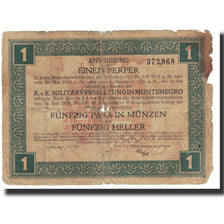 Banknot, Montenegro, 1 Perper, 1917, 1917-07-05, VF(20-25)