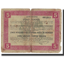 Billet, Montenegro, 5 Perpera, 1917, 1917-07-05, TB