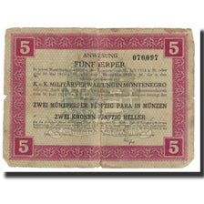 Banknot, Montenegro, 5 Perpera, 1917, 1917-07-05, VF(20-25)