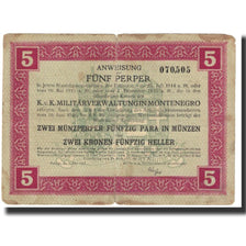 Banknot, Montenegro, 5 Perpera, 1917, 1917-07-05, VF(20-25)