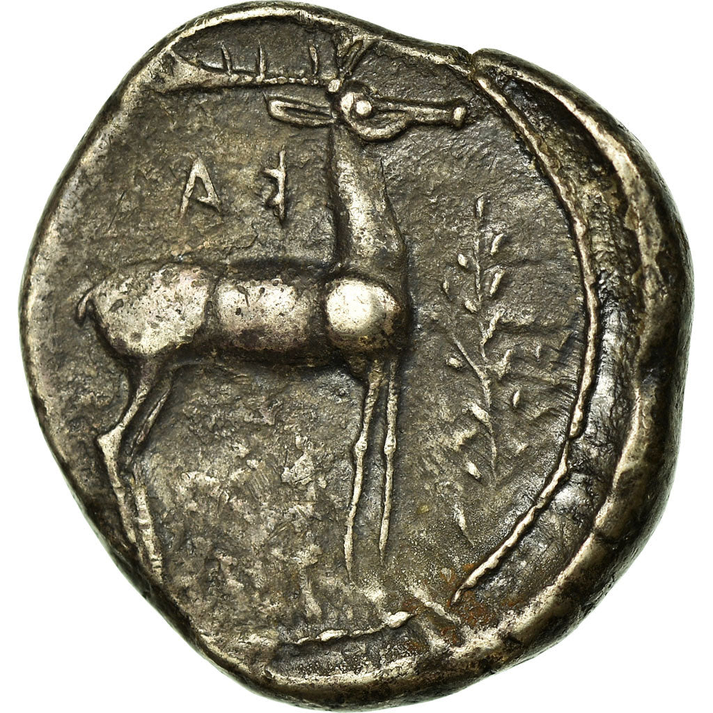 Coin, Bruttium, Caulonia (V century BC), Apollo, Stater, AU(50-53), Silver