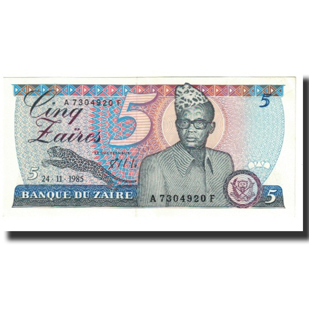 Biljet, Zaïre, 5 Zaïres, 1985, 1985-11-24, KM:26a, SUP