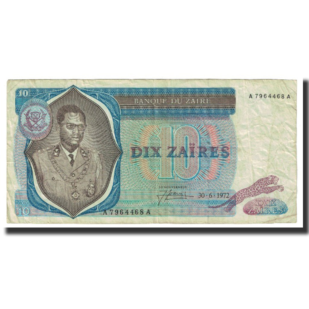 Banknote, Zaire, 10 Zaïres, 1972, 1972-06-30, KM:23a, VF(20-25)