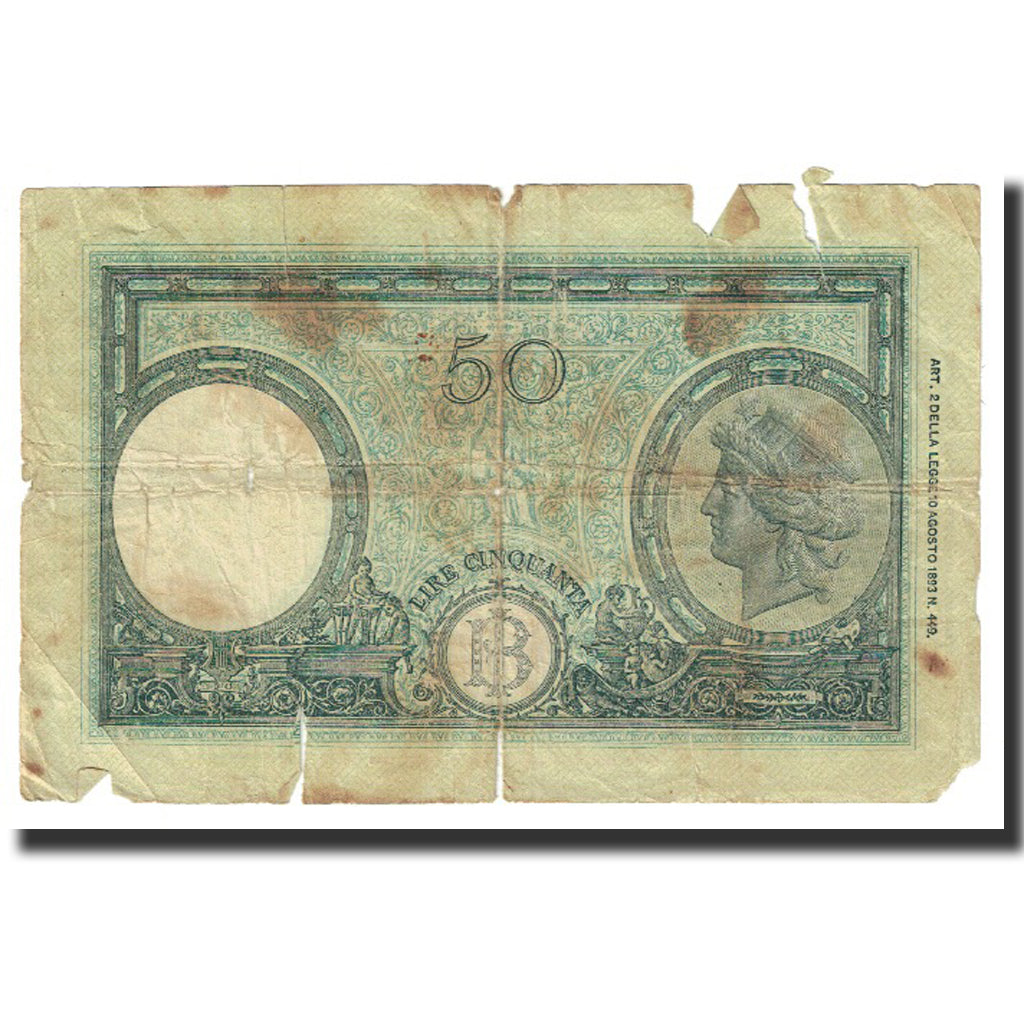 Banknote, Italy, 50 Lire, 1943, 1943-08-11, KM:64, VG(8-10)