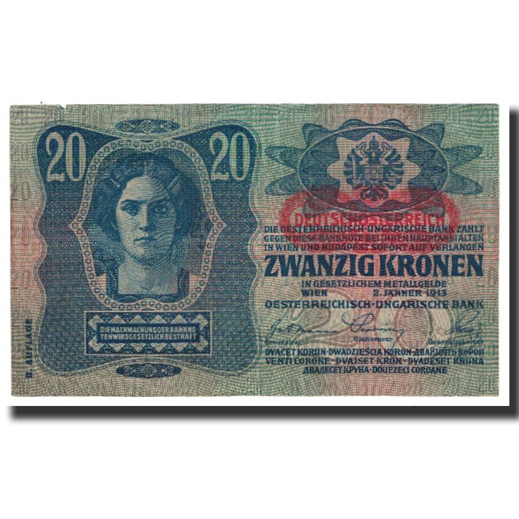 Banknote, Austria, 20 Kronen, 1913, 1913-01-02, KM:53a, UNC(63)