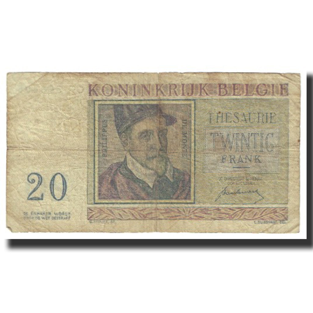 Banknote, Belgium, 20 Francs, 1950, 1950-07-01, KM:132b, VF(20-25)
