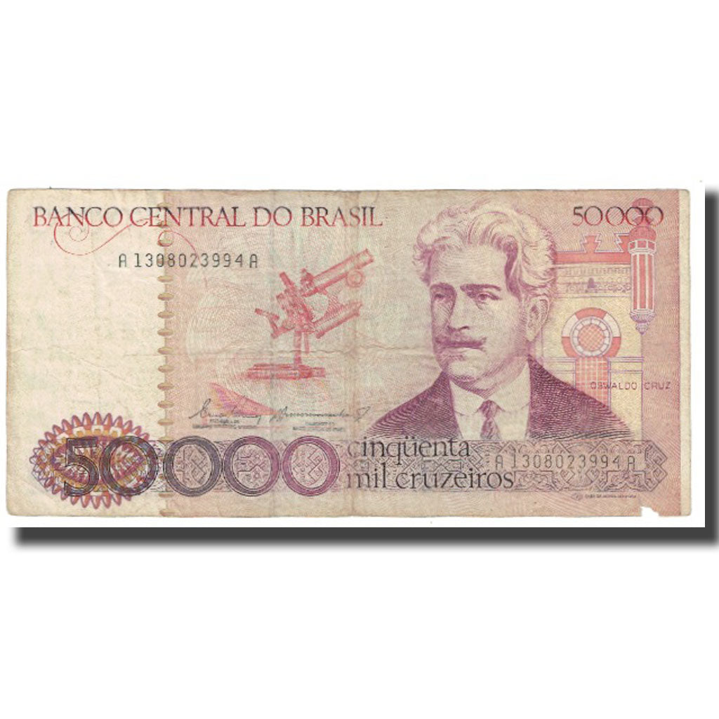 Banknote, Brazil, 50,000 Cruzeiros, KM:204a, VF(20-25)