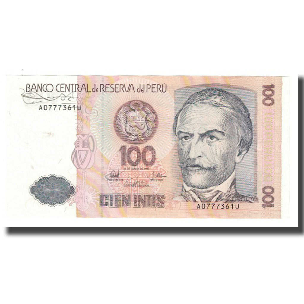 Billet, Pérou, 100 Intis, 1987, 1987-06-26, KM:132a, SPL