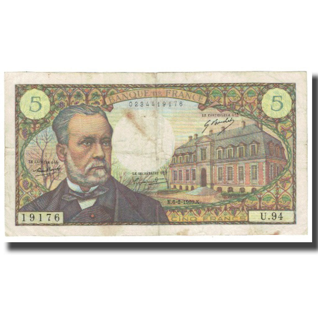 France, 5 Francs, Pasteur, 1969, R.Tondu-P.Gargam-H.Morant, 1969-02-06, TB+