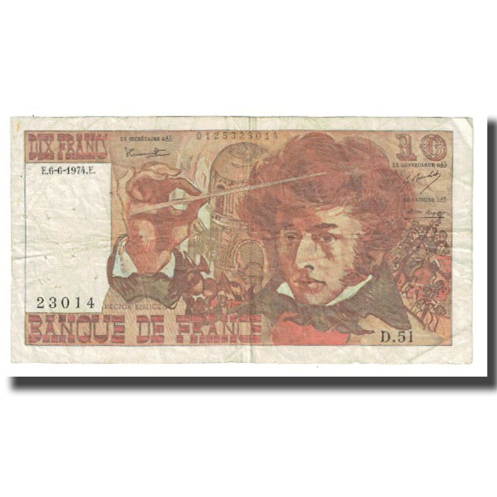 France, 10 Francs, Berlioz, 1974, P. A.Strohl-G.Bouchet-J.J.Tronche, 1974-06-06