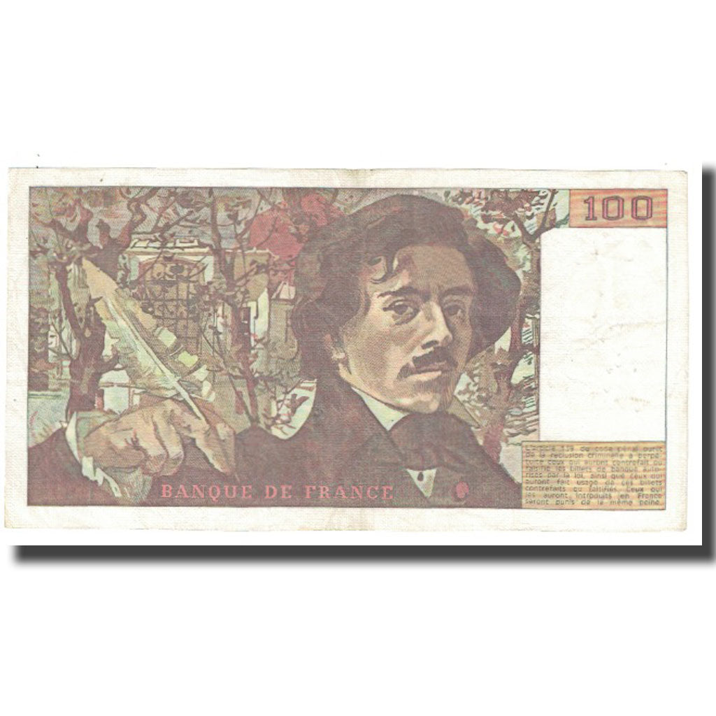 França, 100 Francs, Delacroix, 1978, BRUNEEL, BONARDIN, VIGIER, VF(30-35)