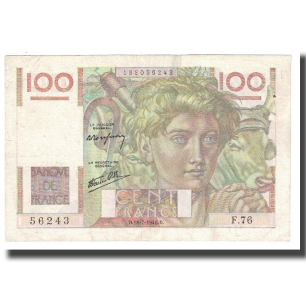 Frankrijk, 100 Francs, Jeune Paysan, 1946, D AMBRIERES, GARGAM, 1946-07-18, TTB
