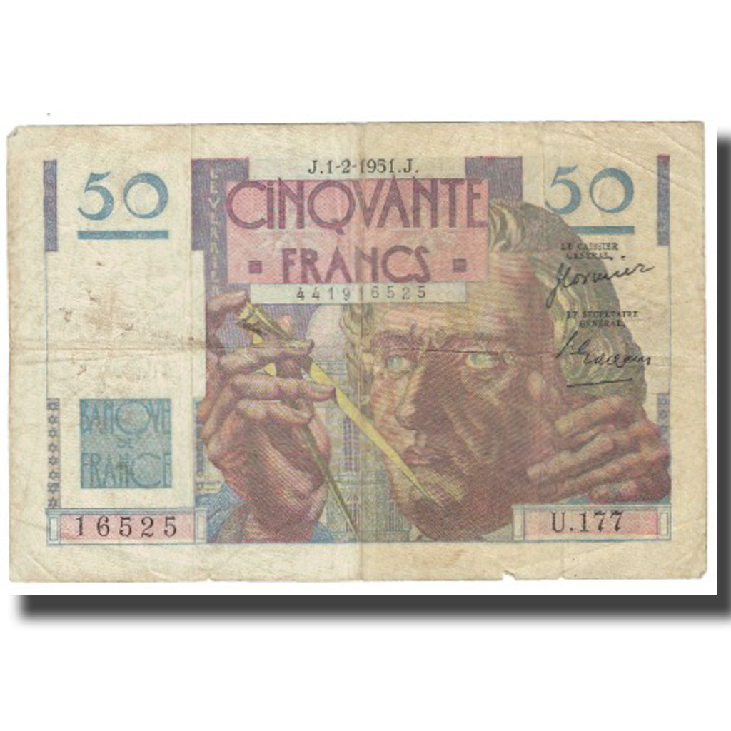 Francja, 50 Francs, Le Verrier, 1951, P. Rousseau and R. Favre-Gilly