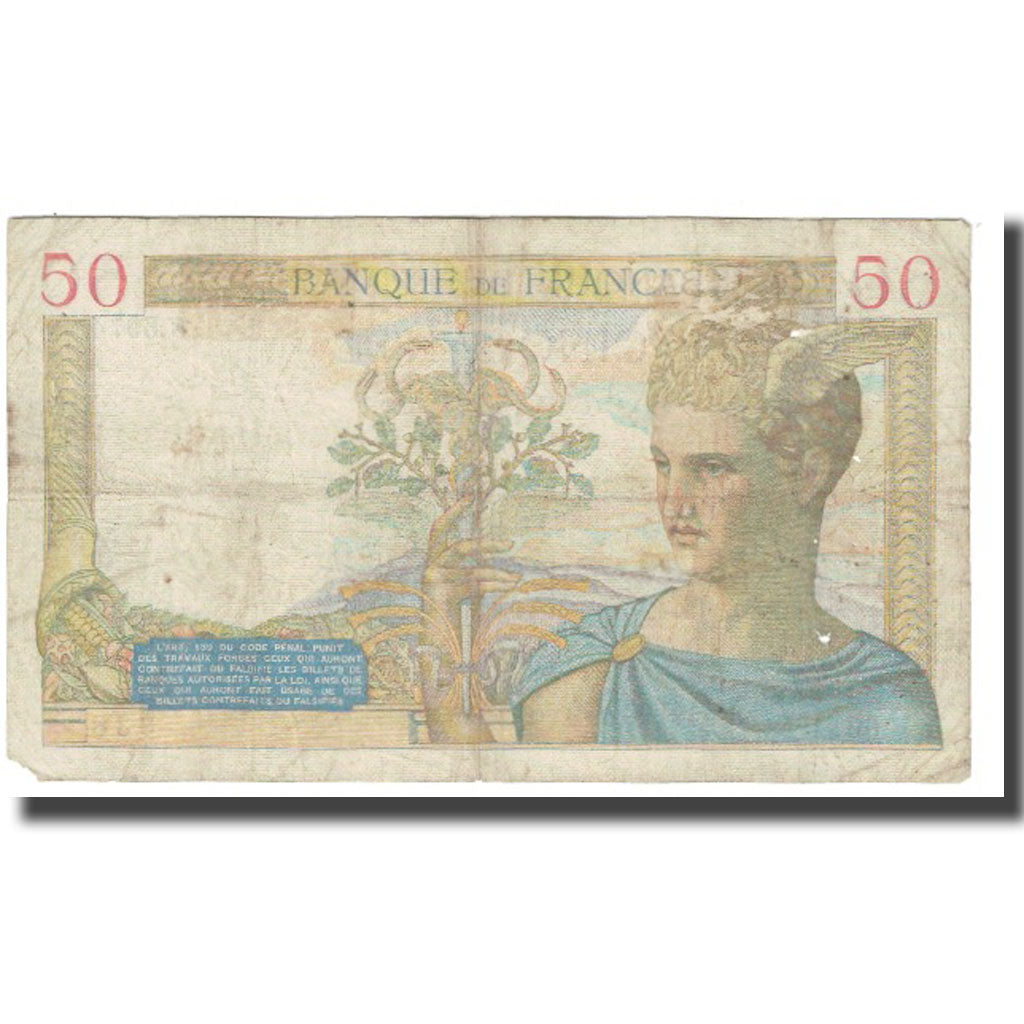 France, 50 Francs, Cérès, 1937, P. Rousseau and R. Favre-Gilly, 1937-09-09