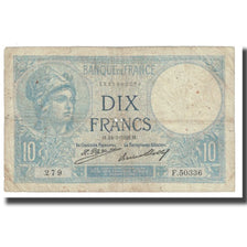 France, 10 Francs, Minerve, 1928, platet strohl, 1928-03-24, VG(8-10)