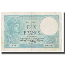 France, 10 Francs, Minerve, 1941, platet strohl, 1941-01-02, EF(40-45)