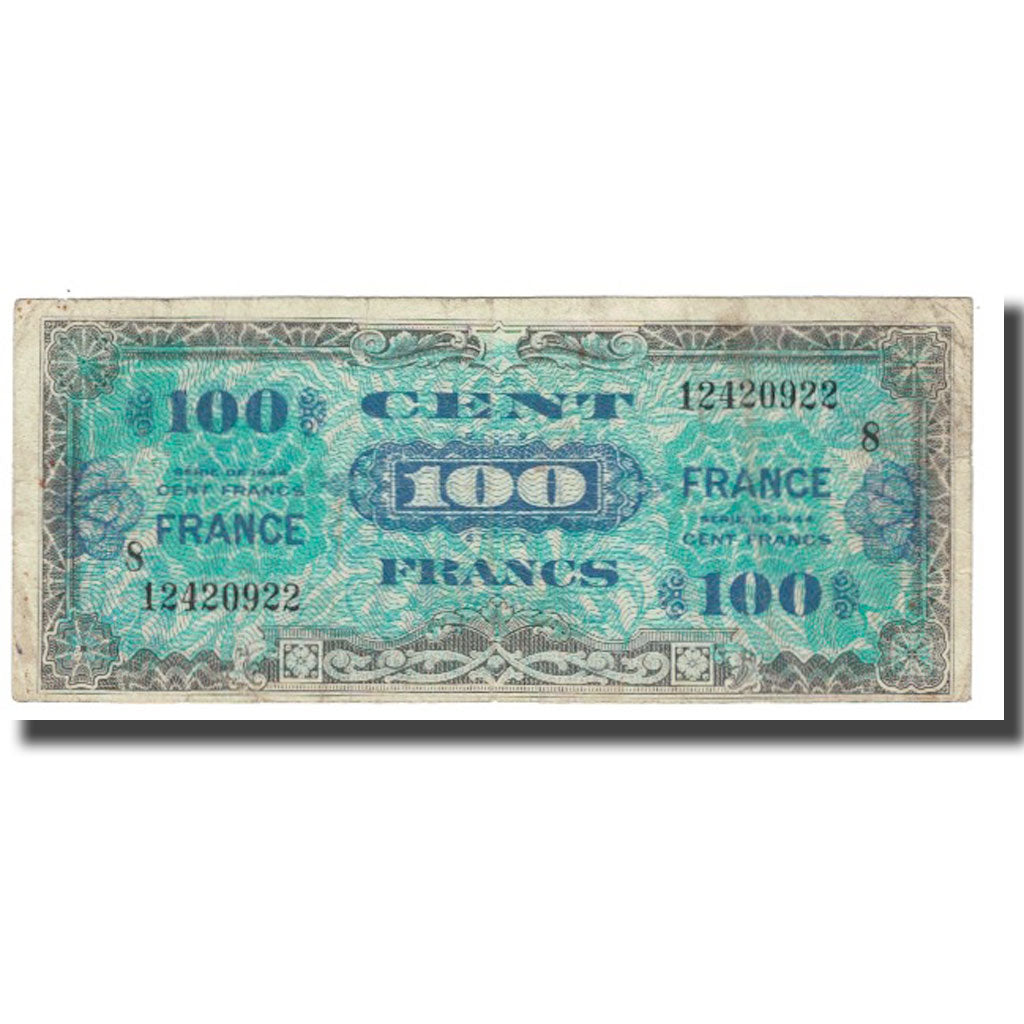 France, 100 Francs, 1945 Verso France, 1944, VF(20-25), Fayette:VF25.08, KM:123c