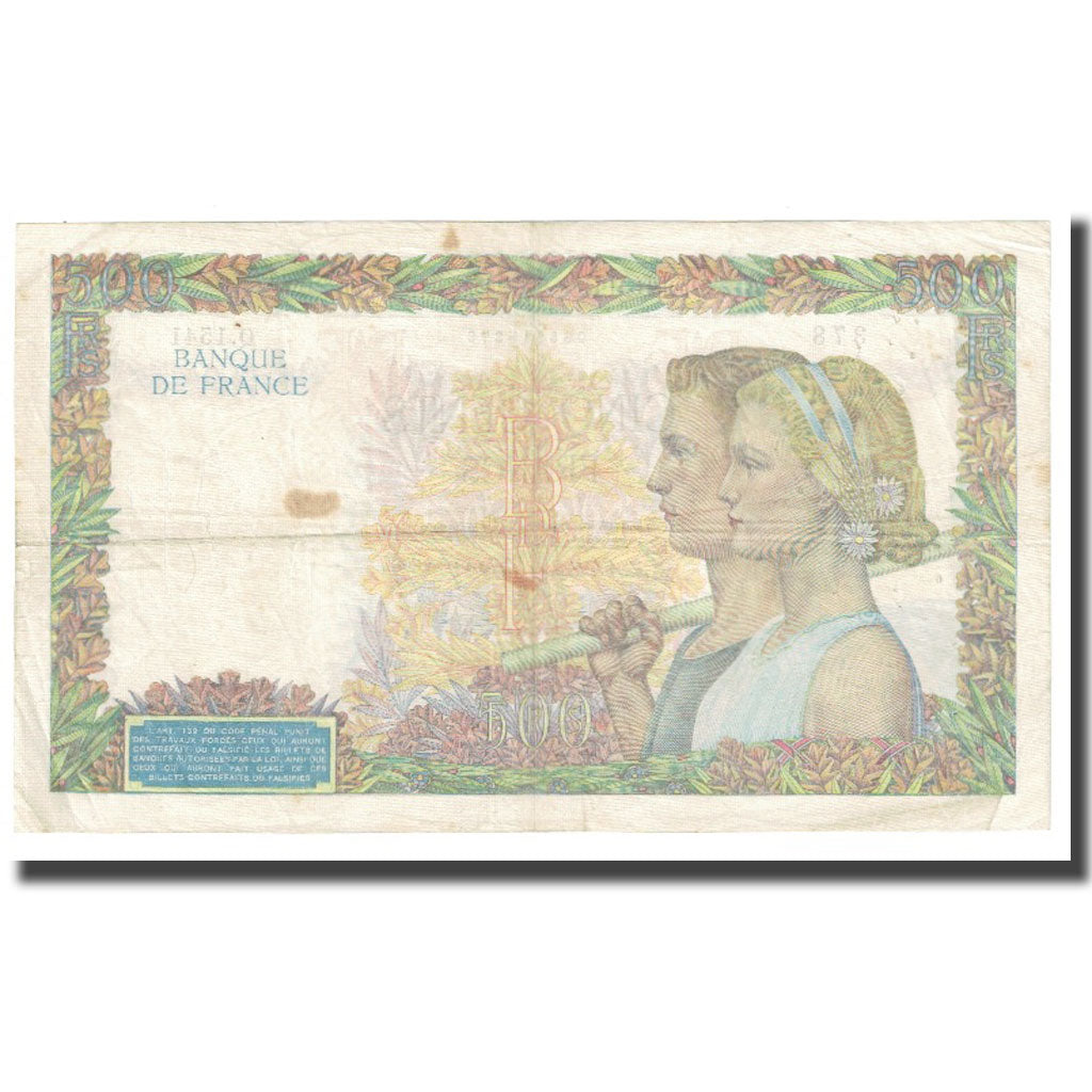 France, 500 Francs, La Paix, 1940, P. Rousseau and R. Favre-Gilly, 1940-12-05