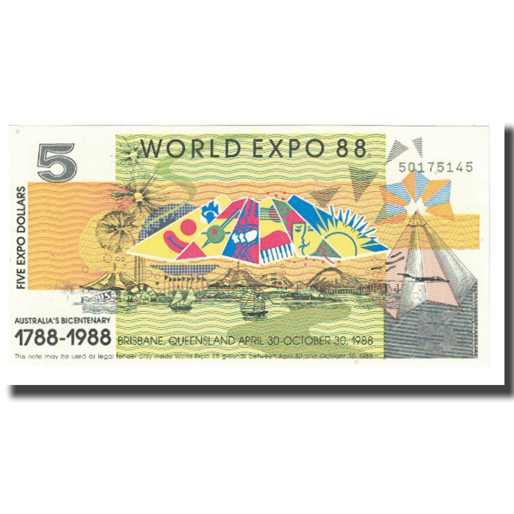 Billet, Australie, 5 Dollars, 1988, 1988-10-30, NEUF